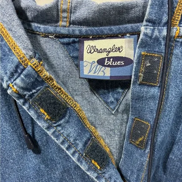 RARE Vintage Oversized Wrangler Denim Hoodie Jacket 90s Macau 100% Cotton L - Picture 7 of 11